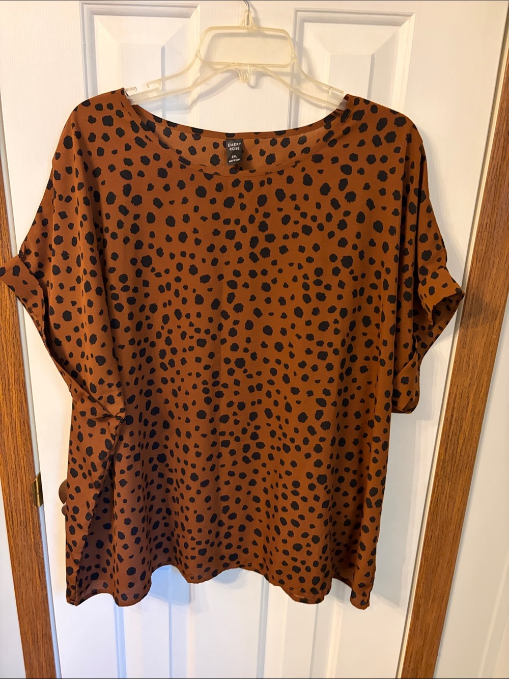 emory park Brown and Black Spotted Short Sleeve Tunic